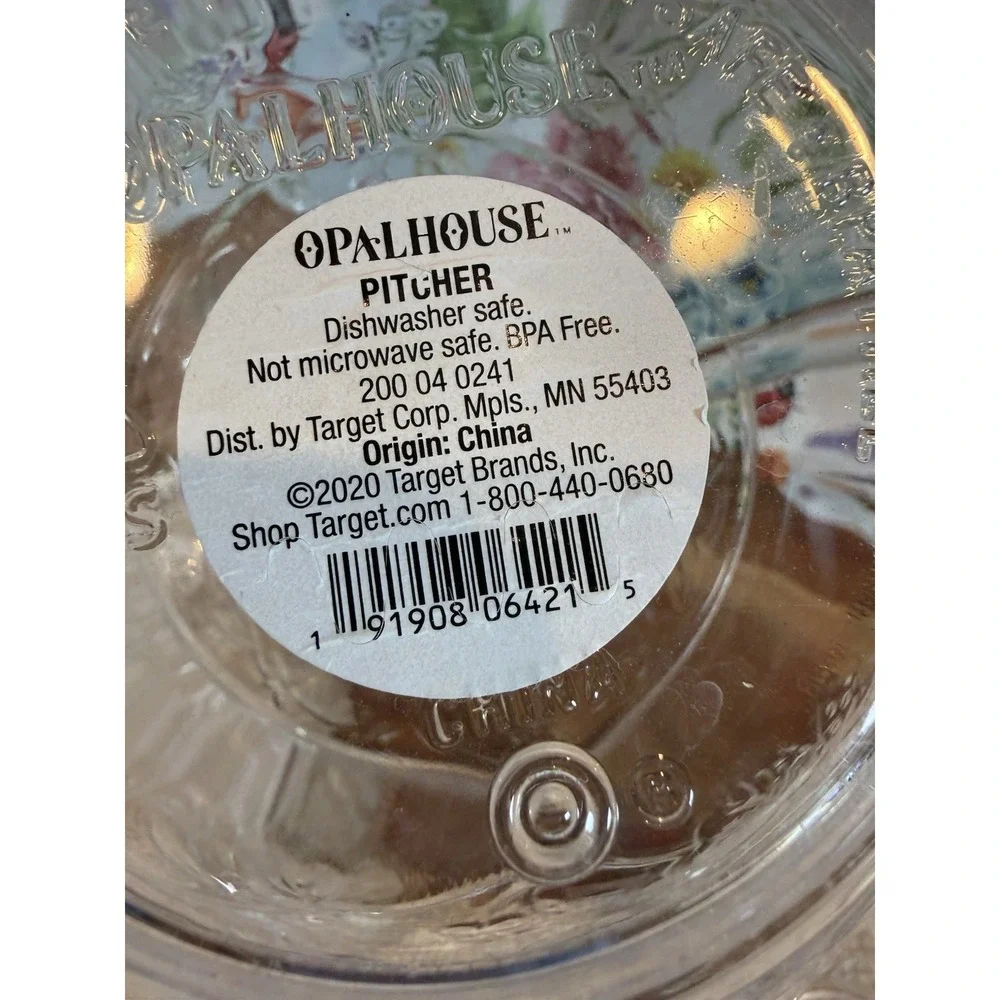 Opalhouse Butterfly Floral Pitcher & 5 Tall Tumblers Clear Acrylic Drink Set New